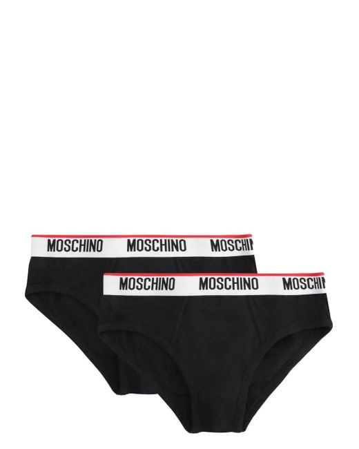 Moschino Black Logo-Strap Briefs (Set Of Two) for men