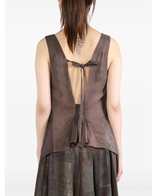 Ziggy Chen Brown Collaged Graphic-Print Top