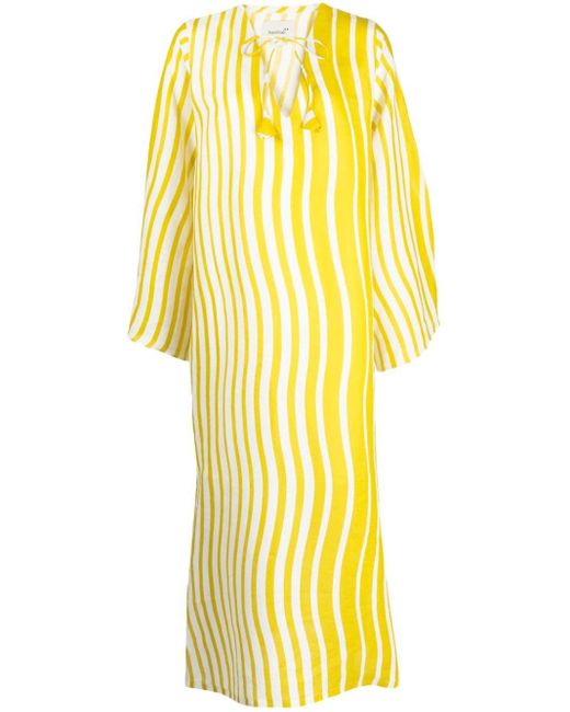 Bambah Yellow Sicily Striped Kaftan Dress