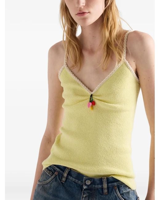 Prada Yellow Cotton Bouclé Top