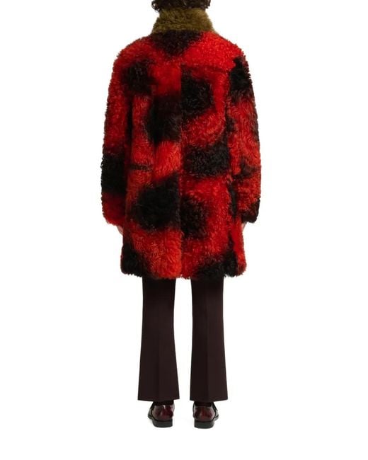 Marni Red Manteau De Fourrure À Des Taches for men