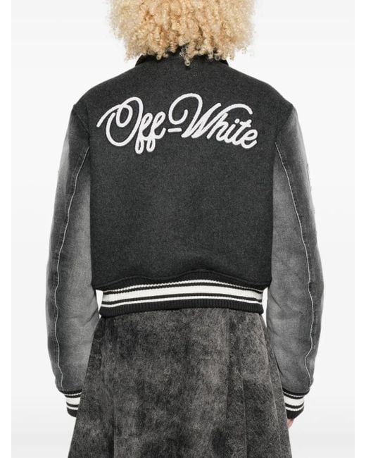 Off-White c/o Virgil Abloh Black Varsity-Style Bomber Jacket