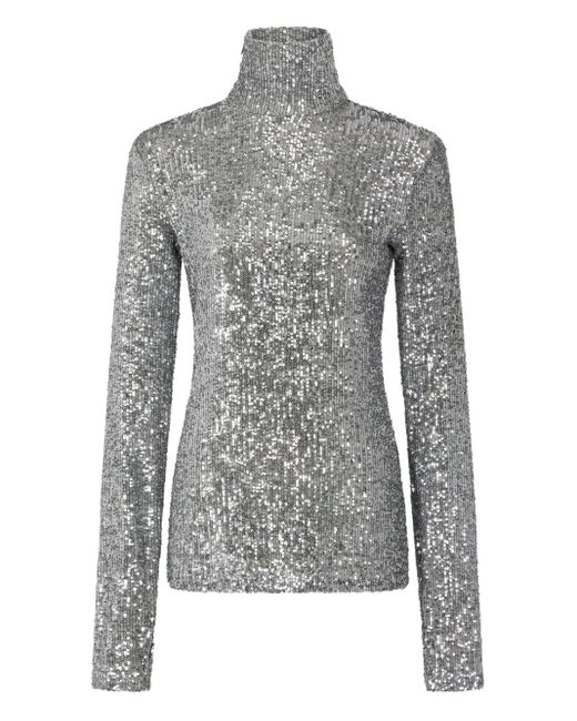 Rabanne スパンコール タートルネックトップ Gray