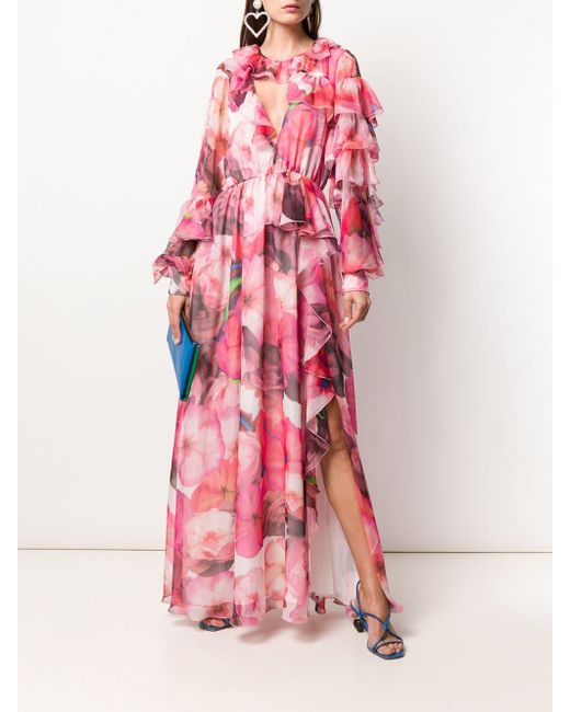 MSGM Floral Print Maxi Dress in Pink - Save 29% - Lyst