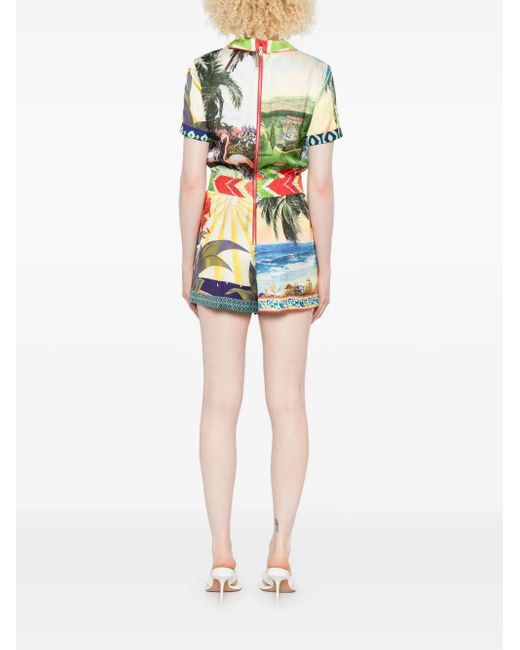 Alice + Olivia Leighton Jumpsuit Met Patchwork in het Green