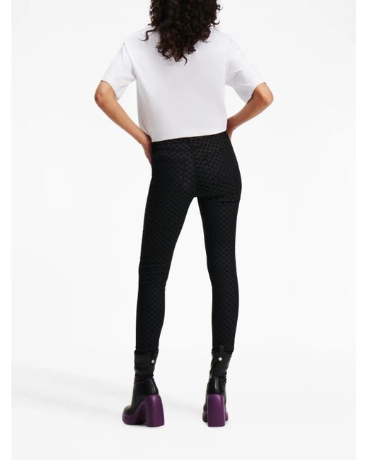 Karl Lagerfeld Black Monogram-Print Shimmer Skinny Jeans