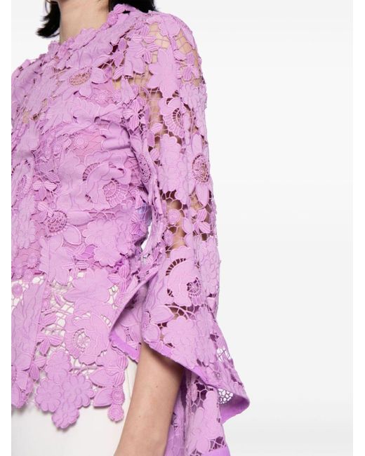Blusa con encaje de guipur Oscar de la Renta de color Pink
