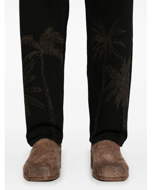 Alanui Black Jungle Toile De Jouy Jeans for men