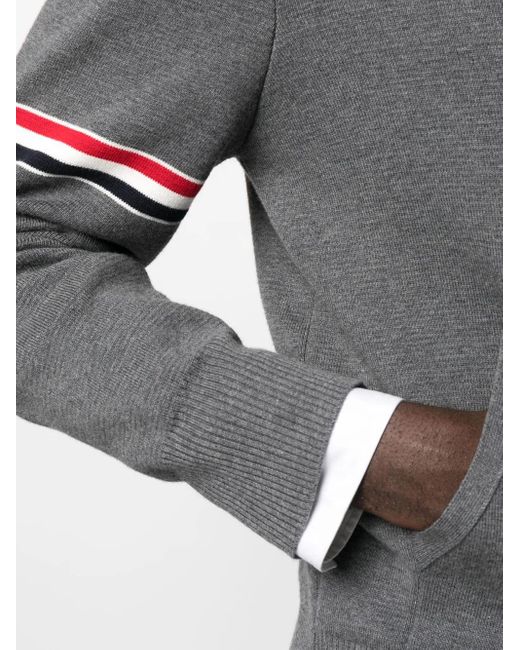 Thom Browne Gray Striped Zip-Up Hoodie for men