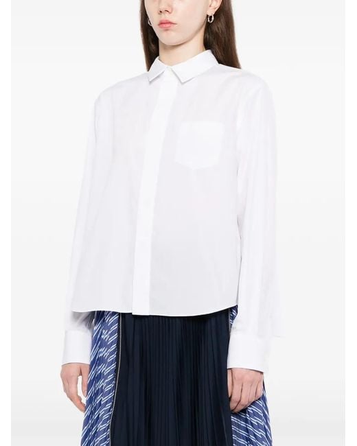 Sacai White Button-Up Poplin Shirt
