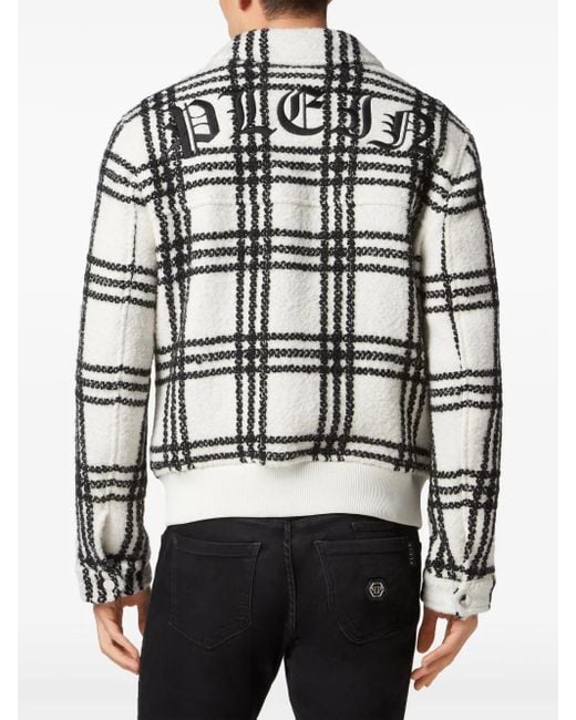 Philipp Plein Gray Gothic Plein Bomber Jacket for men