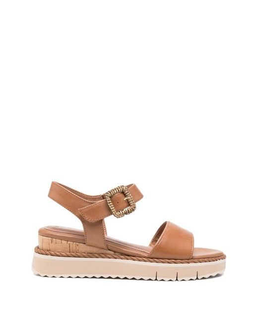 Tamaris Brown Buckle-Fastening Platform Sandals