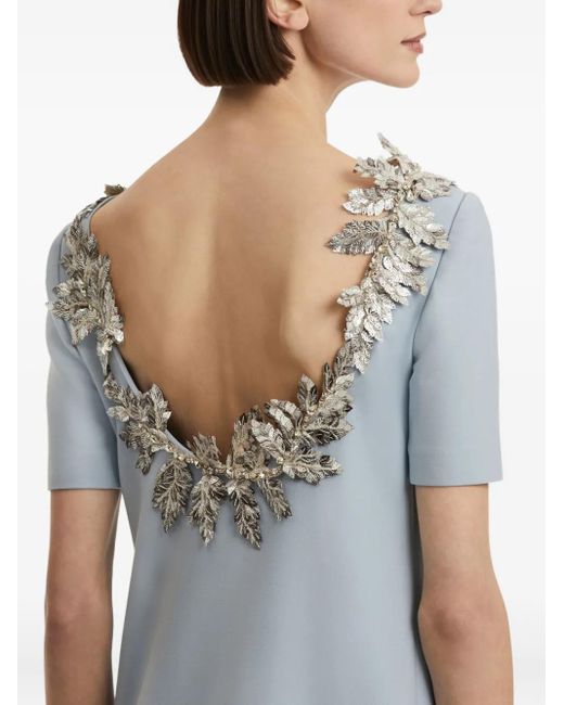 Oscar de la Renta スパンコール オープンバックドレス Blue