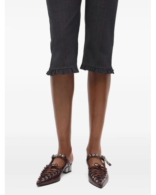Ganni Brown Eyelet-Detail Mules