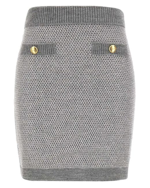 Elisabetta Franchi リブウエストバンド スカート Gray