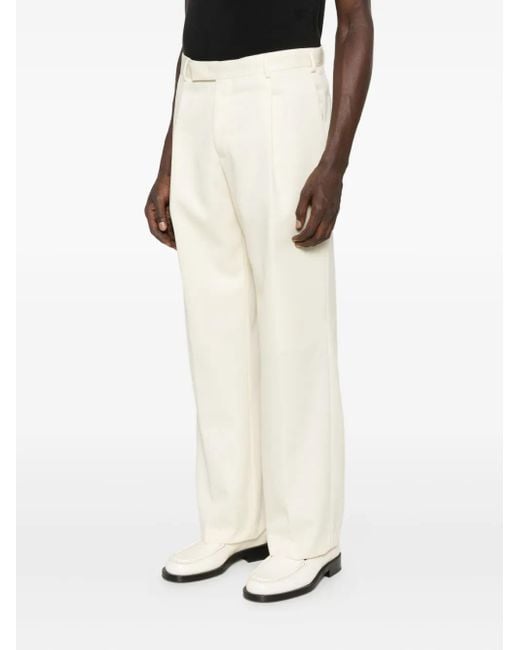 PT Torino White Pleated Wool Trousers for men