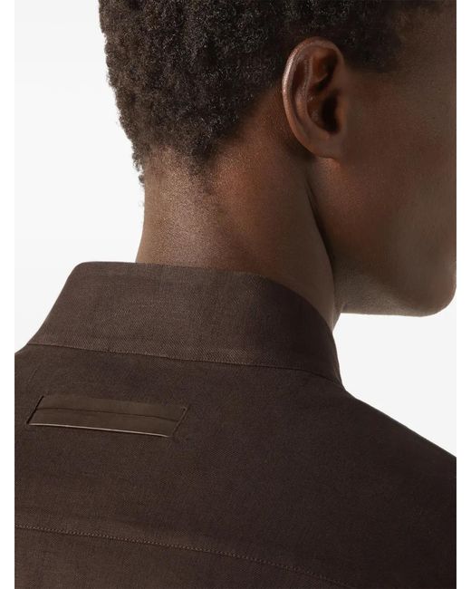 Zegna Brown Linen Overshirt for men
