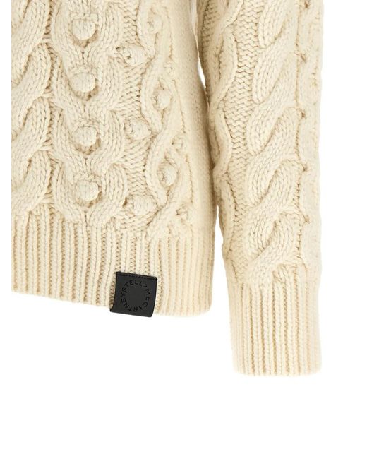 Stella McCartney White Braided-Knit Bobble Sweater
