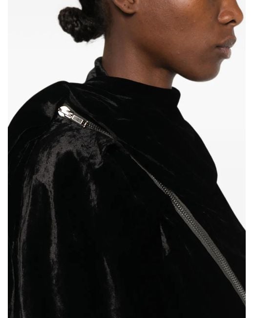Rick Owens Black Draped Asymmetric-Zip Jacket