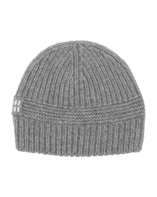 Miu Miu Gray Beanie Mit Logo-Patch