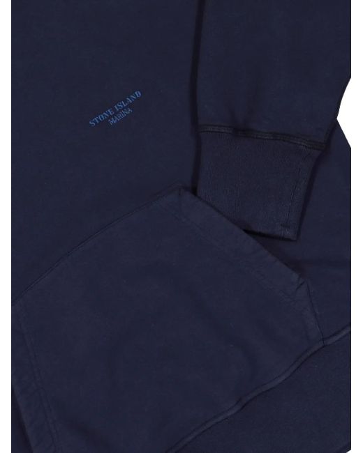 Stone Island Blue Marina Kangaroo-Pocket Hoodie for men