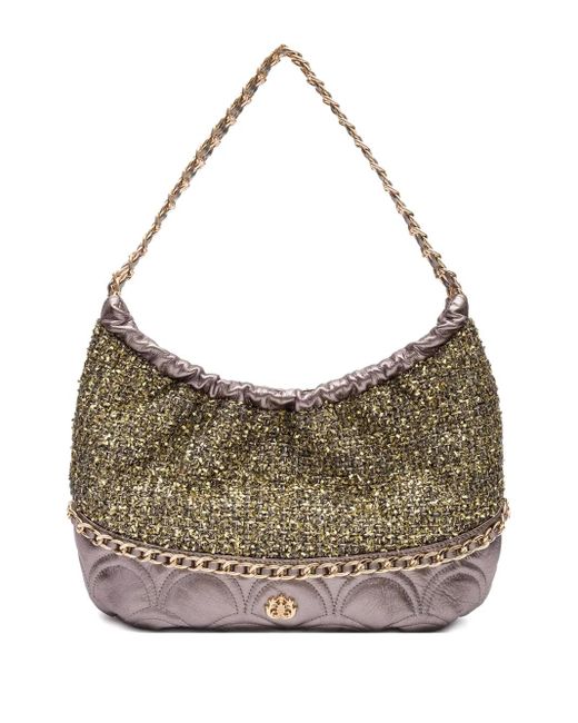 Isla Gray Tweed Shoulder Bag