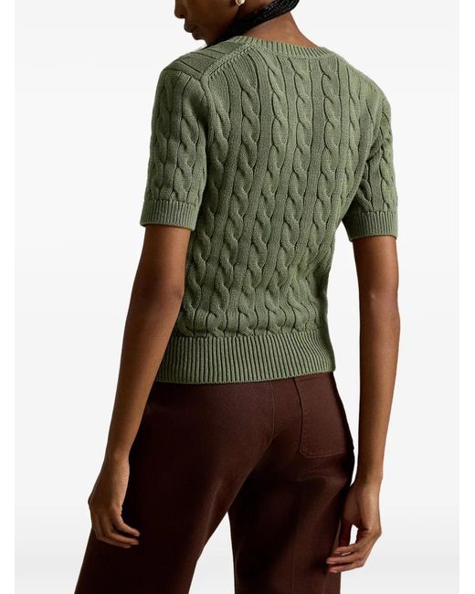 Polo Ralph Lauren Green Cable-Knit Cotton Cardigan