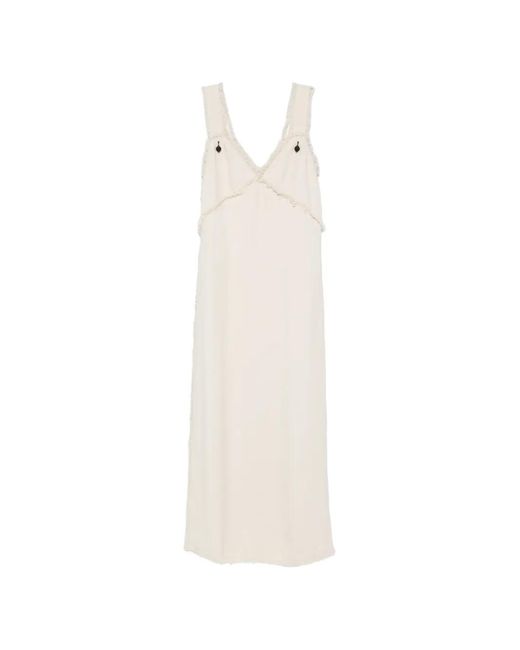 Totême White V-Neck Raw Slip Dress