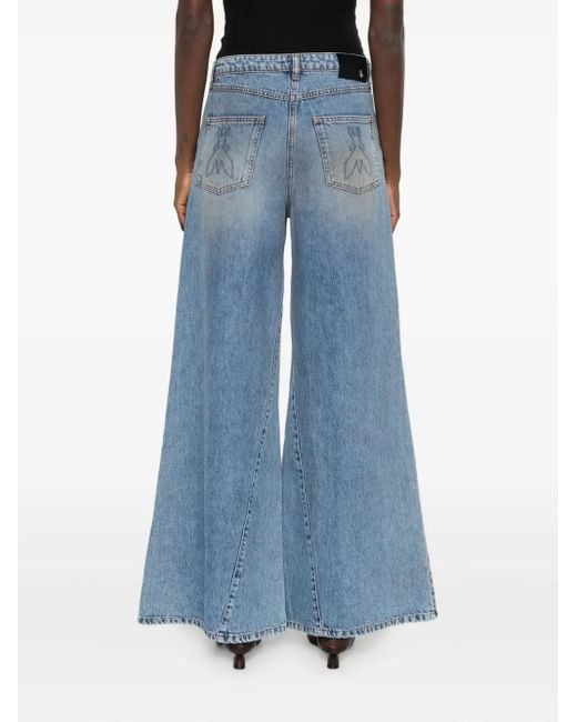 Patrizia Pepe Blue Low-waisted Wide-leg Jeans