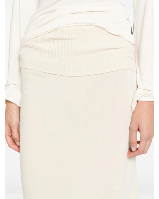 AYA MUSE White Oona Ribbed-Knit Maxi Skirt