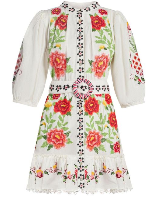 Farm Rio Embroidered-design Poplin Dress