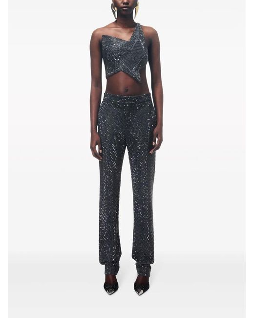 Area Blue Crystal-Embellished Tuxedo Trousers