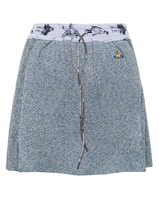 Vivienne Westwood Blue Kilt Bea Orb-embroidered Mini Skirt