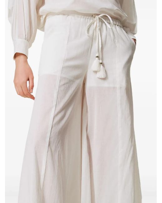 Twinset White Wide-Leg Trousers