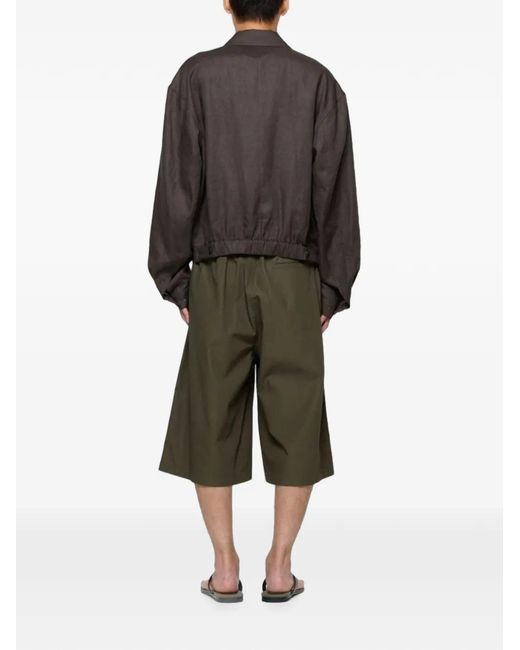 Amomento Gray Two-Tuck Wide-Leg Shorts for men