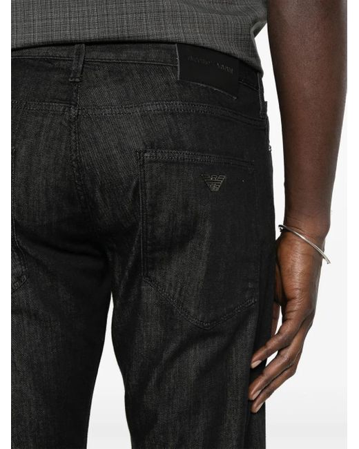 メンズ Emporio Armani ロゴパッチ ジーンズ Black