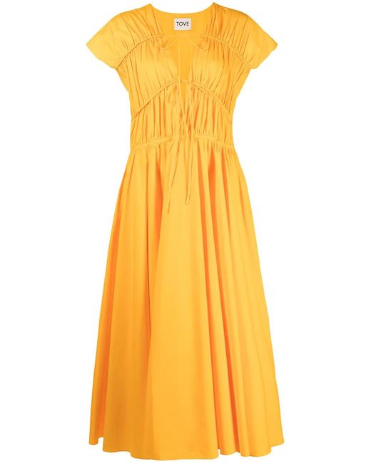 TOVE Yellow Ceres Flared Midi Dress