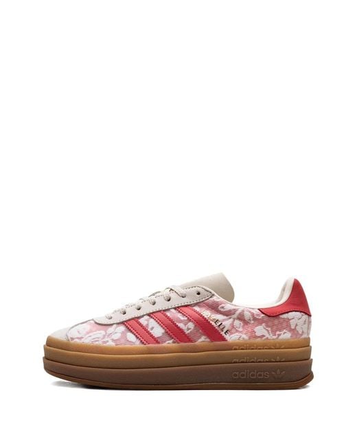 Adidas Red Floral-Print Platform Sneakers