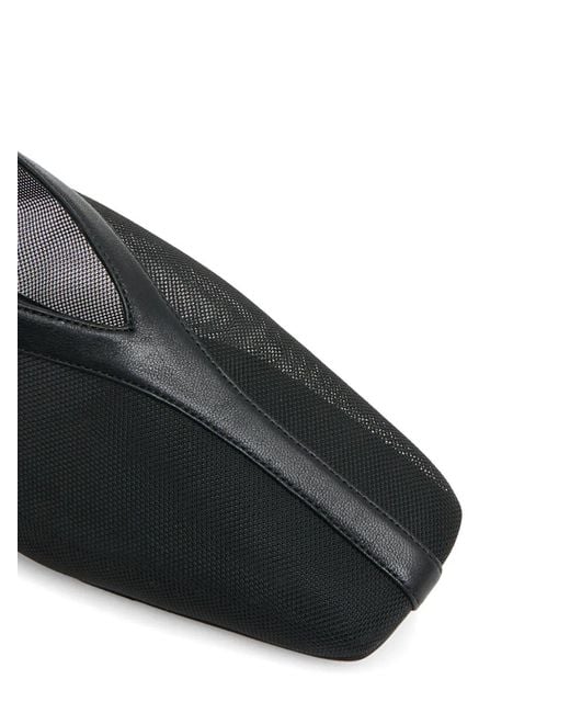 Mansur Gavriel Black Contorno Square V Mesh Ballet Flats