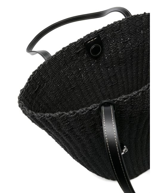 COACH Black Interwoven Straw Tote Bag