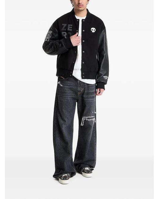 Pleasures Black Zero Varsity Jacket for men