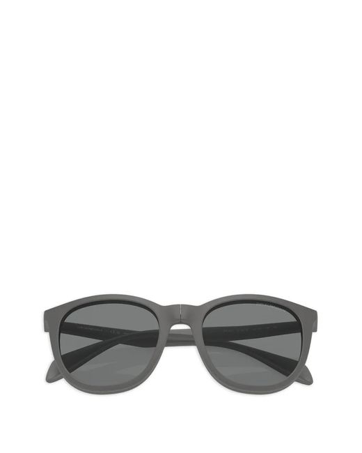 Emporio Armani Gray Clip-On Oval-Frame Sunglasses for men