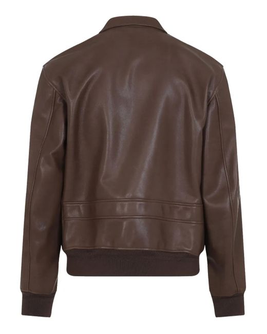 Ralph Lauren Brown Zip-Up Leather Jacket for men
