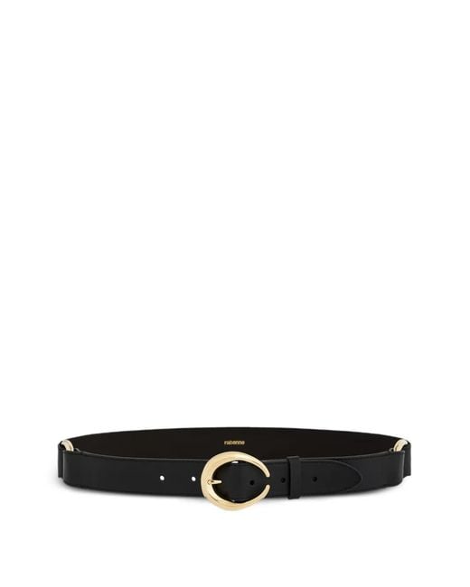 Rabanne White Ring-Buckle Leather Belt