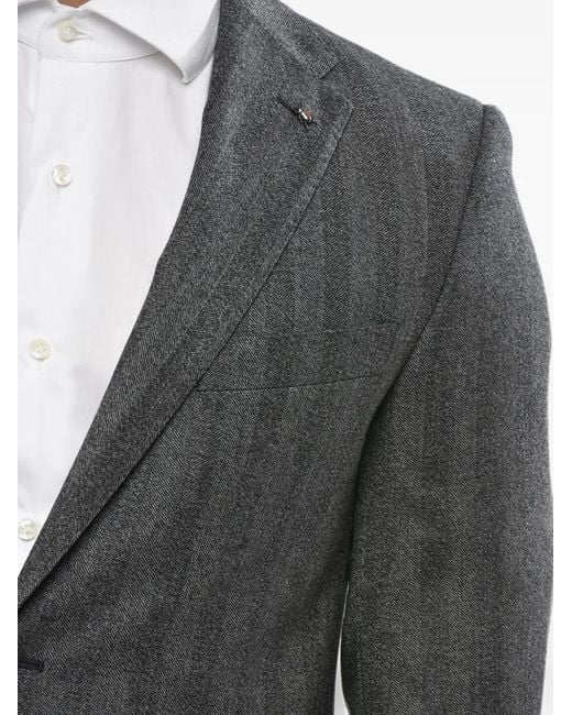 Corneliani Gray Herringbone-Pattern Wool Blazer for men