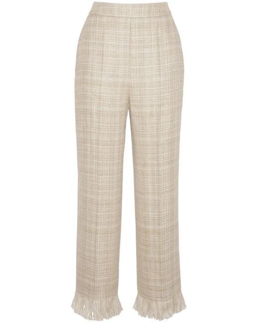 Adam Lippes Natural Fringed Linen Trousers