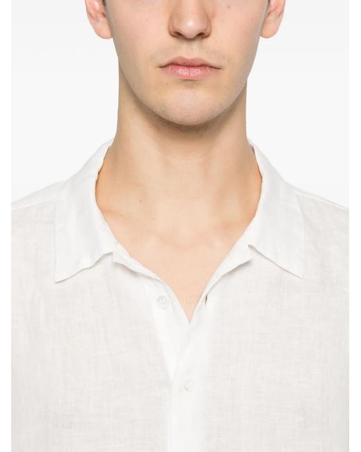 Barena White Mola Half-Button Linen Shirt for men