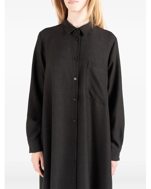 Societe Anonyme Black Elasticated-Hem Maxi Shirt Dress