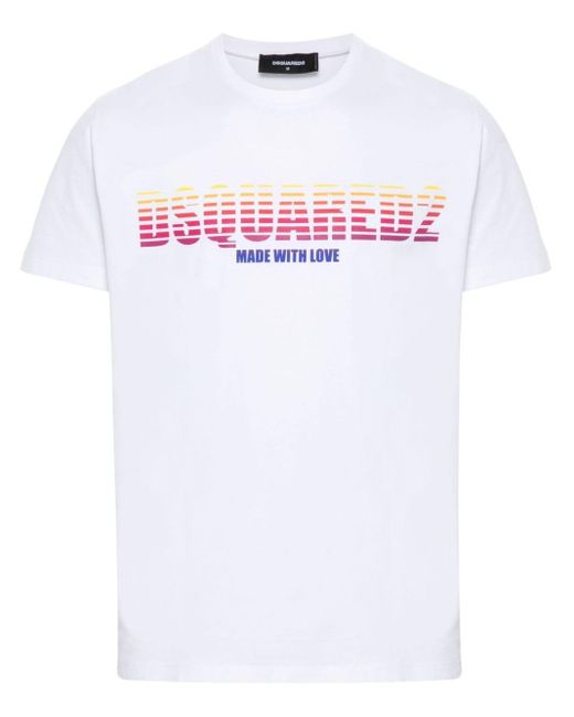 DSquared² T-shirt Met Ombré Logo in het White voor heren