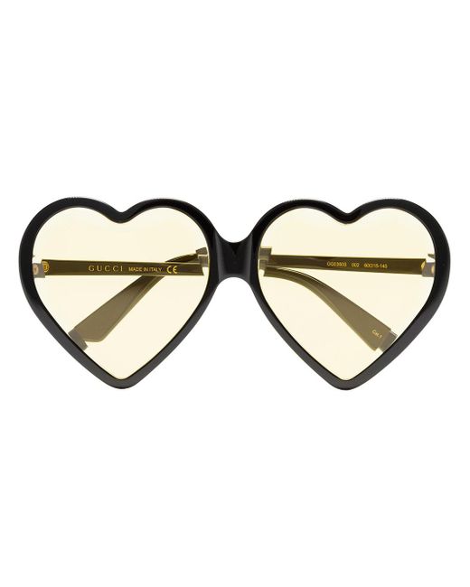 Gucci Black Yellow Heart-shaped Sunglasses